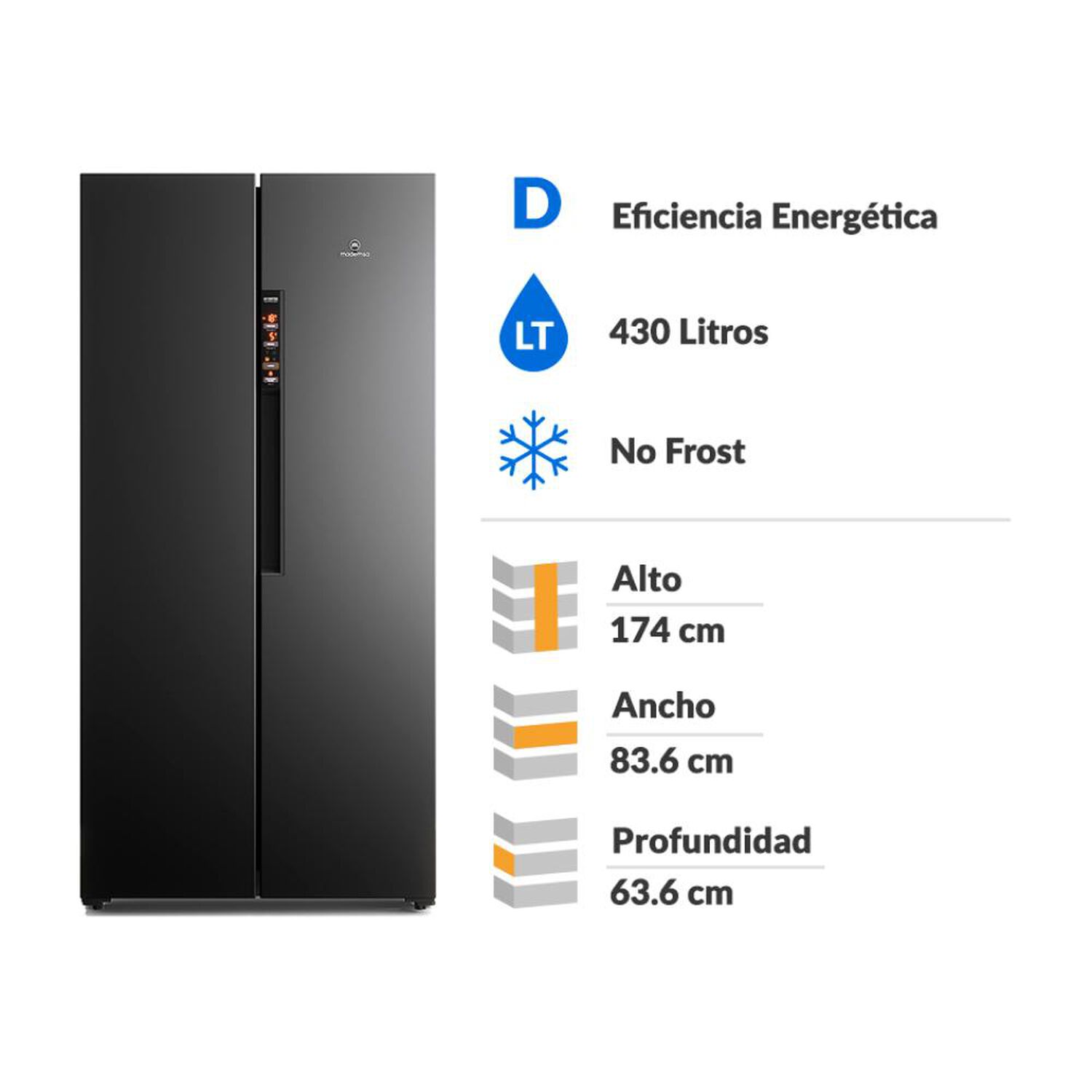 Refrigerador Side By Side Mademsa MAS430B / No Frost / 430 Litros / D image number 1.0